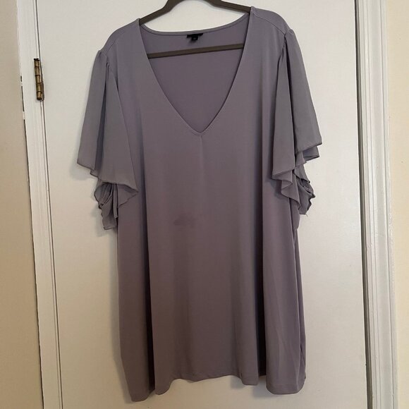 Torrid Size 6 Lavender Grey Blouse with Flutter Sleeves - Picture 3 of 7